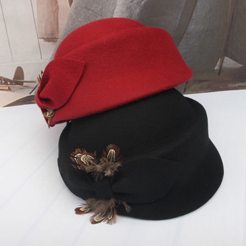 Berets Lady Fedoras Wool Cap Woman Woolen Bowtie Autumn Winter Beret Hat Bowler Pumpkin Dome, Black
Berets Lady Fedoras Wool Cap Woman Woolen Bowtie Autumn Winter Beret Hat Bowler Pumpkin Dome, Black
