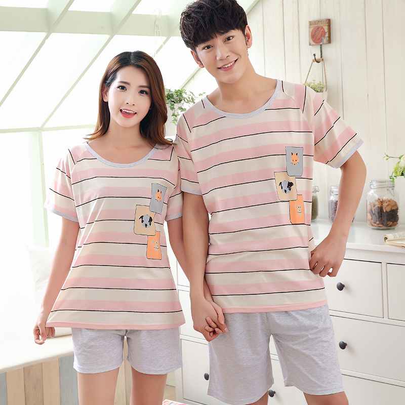 2017 New Summer Cotton Couples Pajamas Sets Cartoon Totoro Men's Pajamas Sweet Girls Lounge Women Pyjama femme 3XL Home Clothing 210203