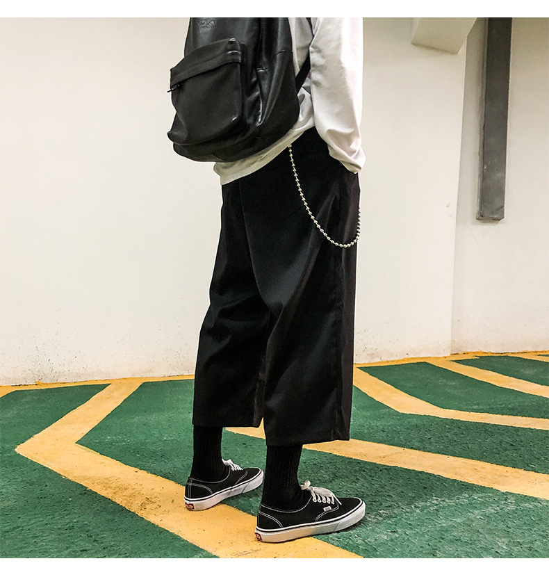 UNCLEDONJM Mens Summer Trousers CalfLength Pants Loose fit Waist Straight Breathable Solid Casual Trousers For men XK001 201110