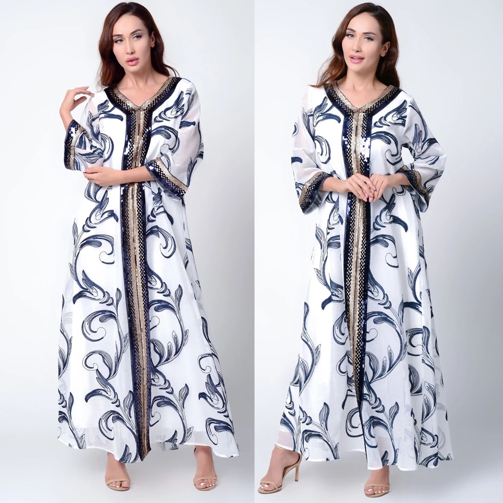 Arabic Dresses Sequins Muslim New Fashion Abaya Hijab Dress Vestido Cardigan Kimono Print Long Robe Jalabiya Islamic Clothing, Black;gray
Arabic Dresses Sequins Muslim New Fashion Abaya Hijab Dress Vestido Cardigan Kimono Print Long Robe Jalabiya Islamic Clothing, Black;gray