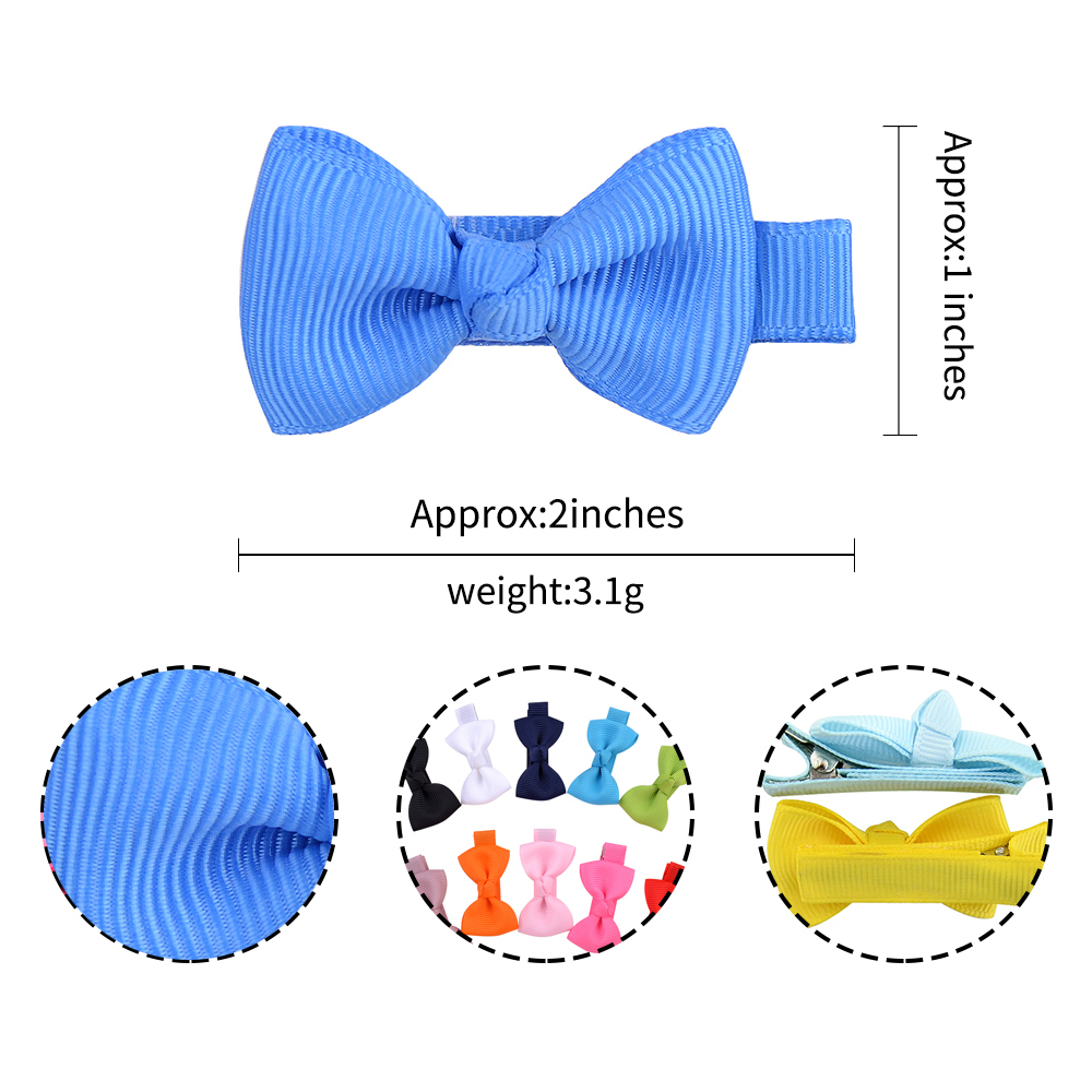 40 pcs/lot Cute Mini Bows With Clip For Baby Girls Hair Clips Tie Solid Ribbon Barrettes Kids Hairpins Headwear Accessories