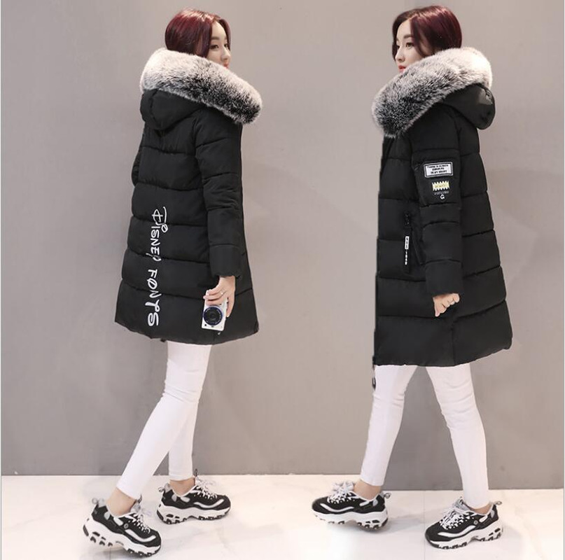 Winter Jacket Women Korean Parka Long Coat Down Cotton Padded Parkas Mujer 2020 Ladies Winter Jackets Large Fur Collar KJ2458 T200811