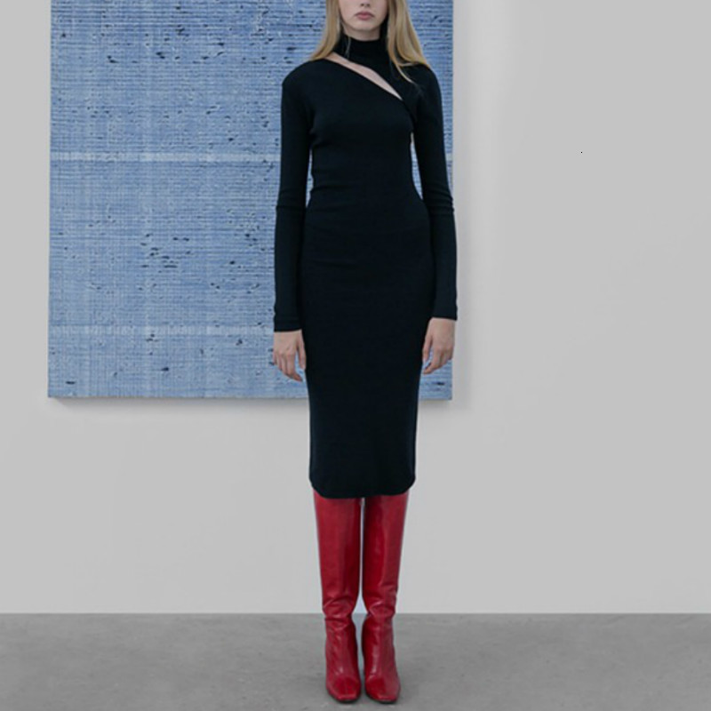 New Sexy Hollow Personality Design Out Division Knitted Mid-knit Long Elastic Dress From the Black Female Vintage Party Neck Woh7
New Sexy Hollow Personality Design Out Division Knitted Mid-knit Long Elastic Dress From the Black Female Vintage Party Neck Woh7