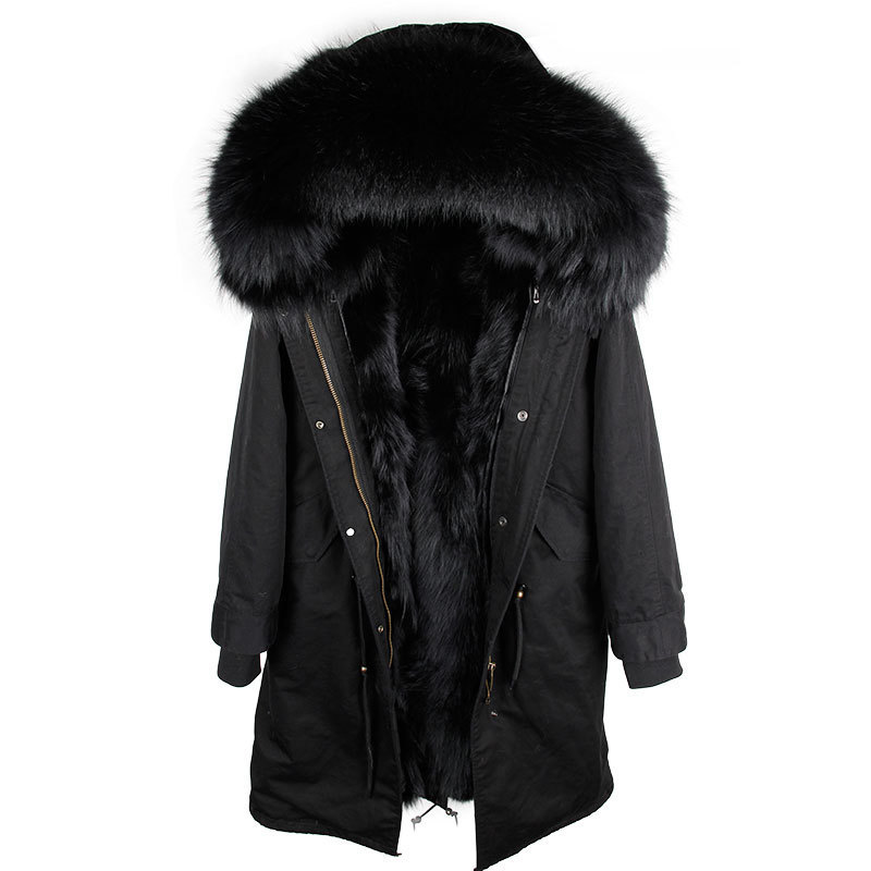 X-long women parka Over the knee winter jacket real natural fox fur coat hooded thick warm outwear free shipping 201029