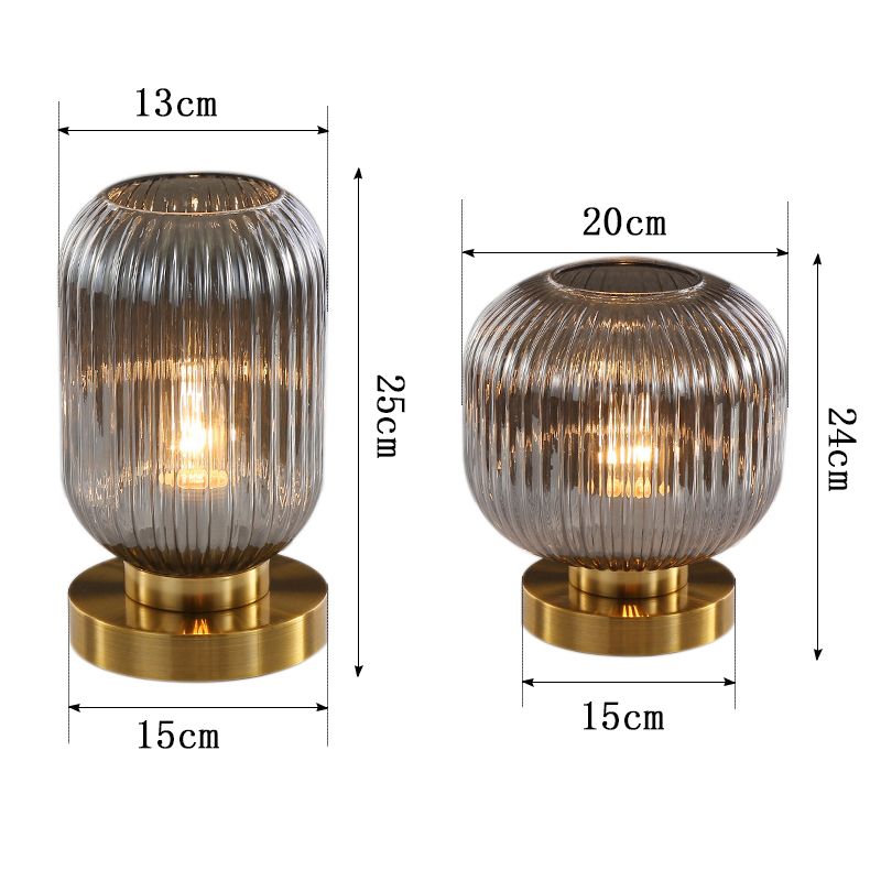 Pumpkin table lamp glass decorative lamp Smoky Gray Glass Design by Nordic Study Bedroom lamp light fixtures