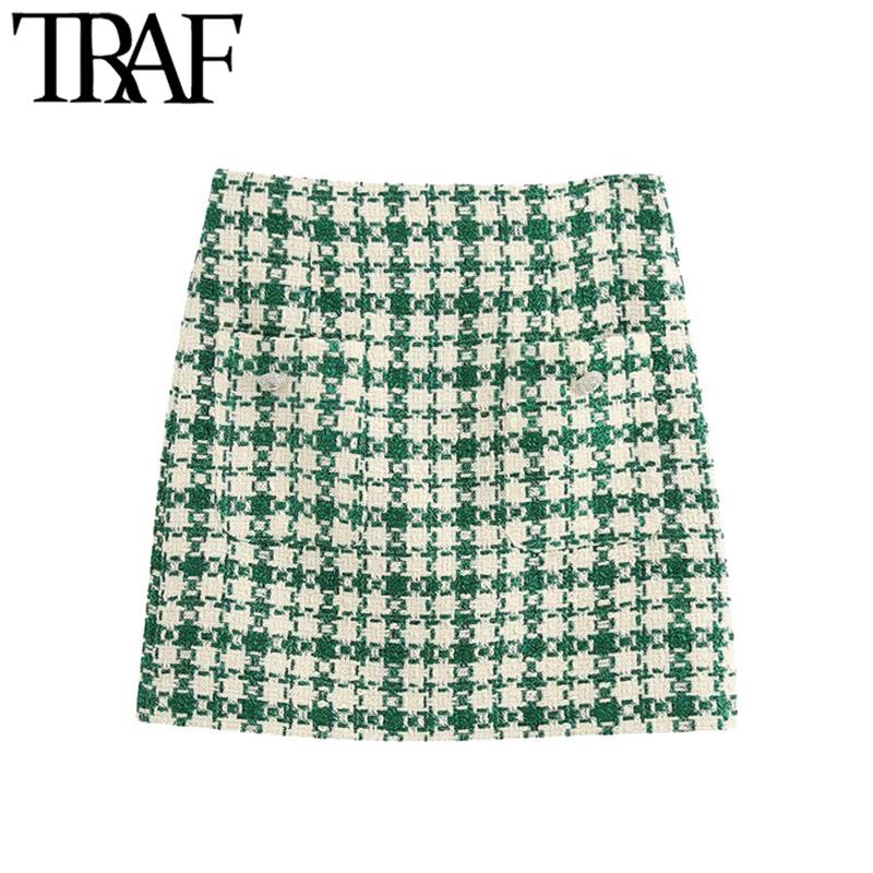 TRAF Women Fashion With Pockets Tweed Mini Skirt Vintage High Waist Back Zipper Female Skirts Mujer, As picture
TRAF Women Fashion With Pockets Tweed Mini Skirt Vintage High Waist Back Zipper Female Skirts Mujer, As picture