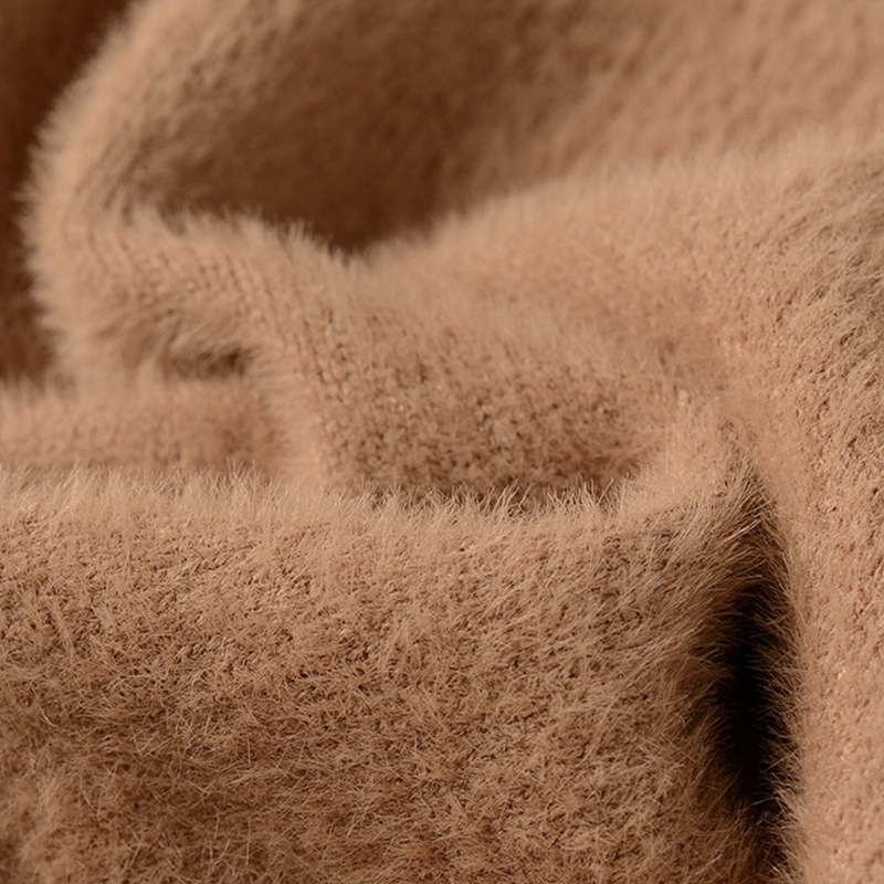 GIGOGOU Autumn Winter Long Knitted Dress Women Thick Warm Fur Pullover Sweater Dresses Elegant V Neck Christmas Party Dresses 201029