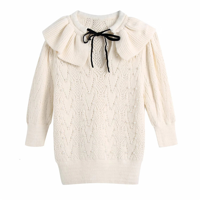 New Spring Beige Pearl Knitted Woman Sweater Fashion 2021 Bow Short Puff Sleeve Crop Knit Top Pullover Women Ruffle Tunic Azhs
New Spring Beige Pearl Knitted Woman Sweater Fashion 2021 Bow Short Puff Sleeve Crop Knit Top Pullover Women Ruffle Tunic Azhs