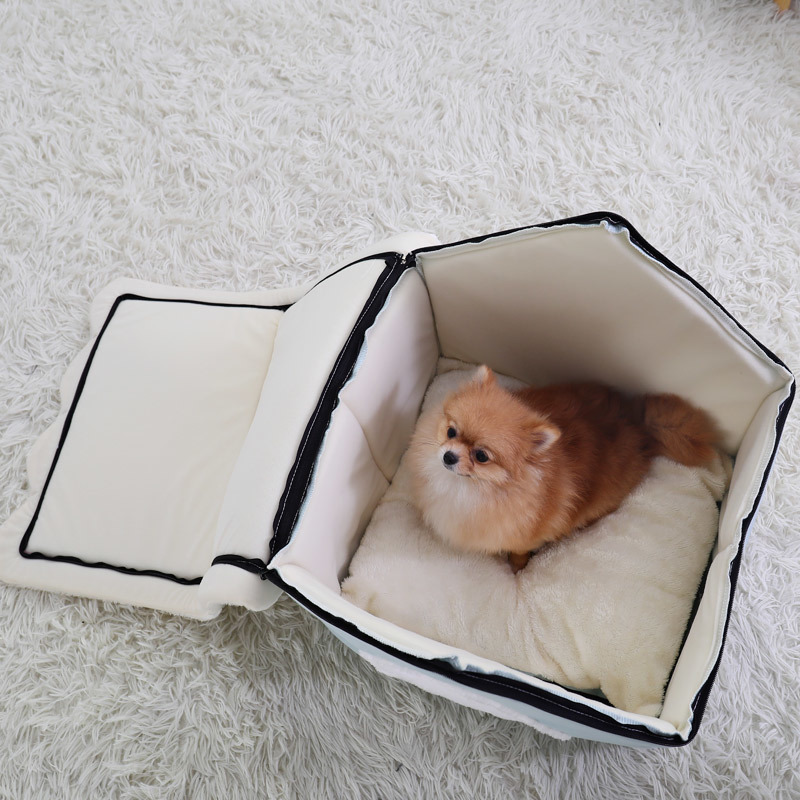 Hoopet Winter Cat House Warm Washable Bed Removable Cover Non Slip Bottom Pet Cave Small Dog Rabbit Nest With Mat 201130