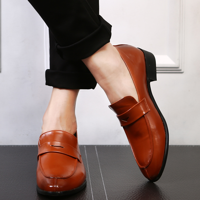 DXKZMCM Leather Business Men Dress Loafers Pointy Black Shoes Oxford Men Breathable Formal Wedding Shoes Y200420