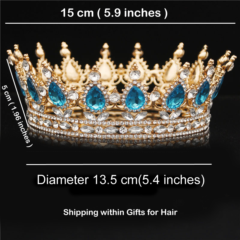 Bridal Round Tiaras and Crowns Crystals Wedding Headpieces Vintage Royal Queen Women Pageant Prom Rhinestone Hair Fascinators Ornaments Hair Jewelry A