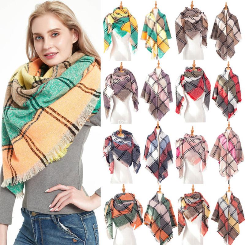 Scarves Warm Scarf Women Plaid Square For Bandana Winter Soft Shawls And Wraps