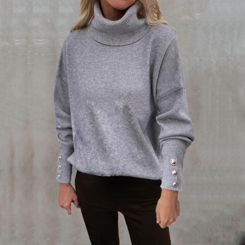 Women's Sweaters Turtleneck Sweater Women Solid Gray Loose Knitted Pullovers Top Casual Buttons Long Sleeve Elegant Jumper, White;black
Women's Sweaters Turtleneck Sweater Women Solid Gray Loose Knitted Pullovers Top Casual Buttons Long Sleeve Elegant Jumper, White;black