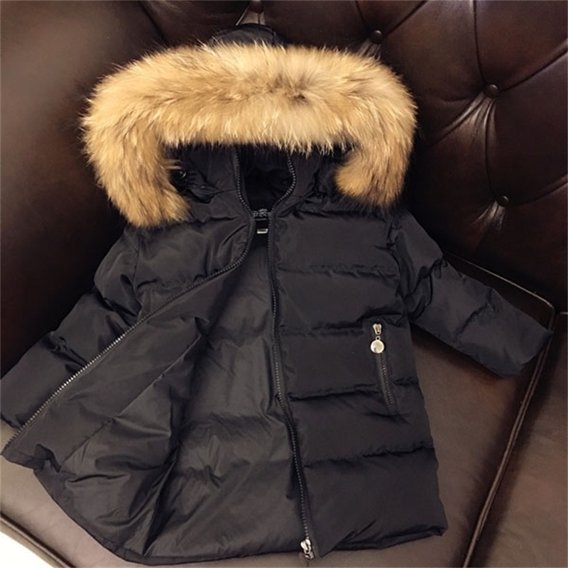 Children's baby boys and girls down jacket Natural raccoon fur collar removable 2-12 years old 201102
