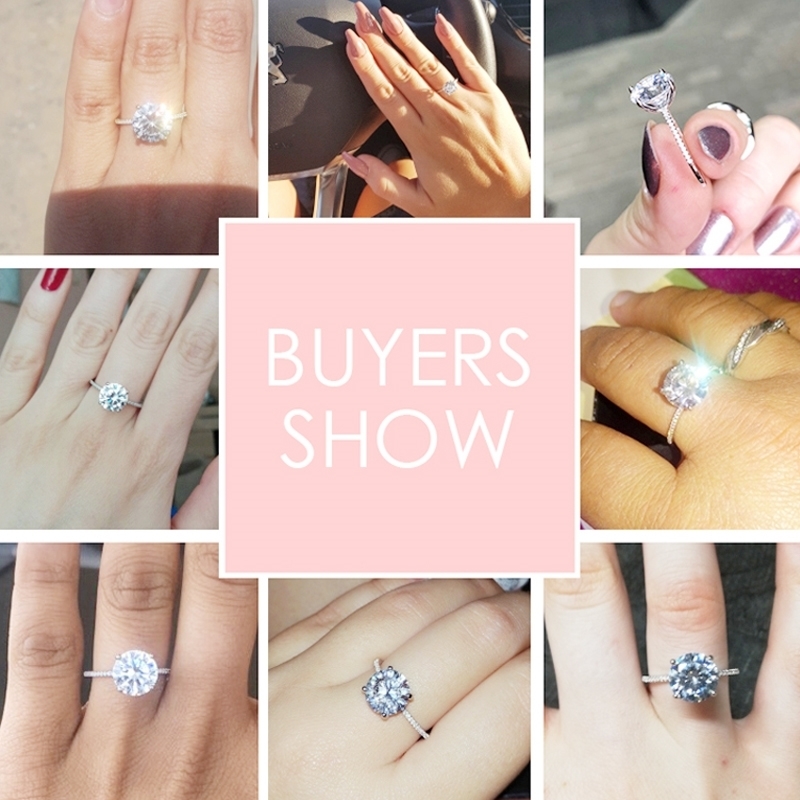 YANHUI With Certificate Solitaire 3 Carat Ring Original Silver 925 Jewelry Natural Zirconia Diamond Wedding Rings For Women LJ201009