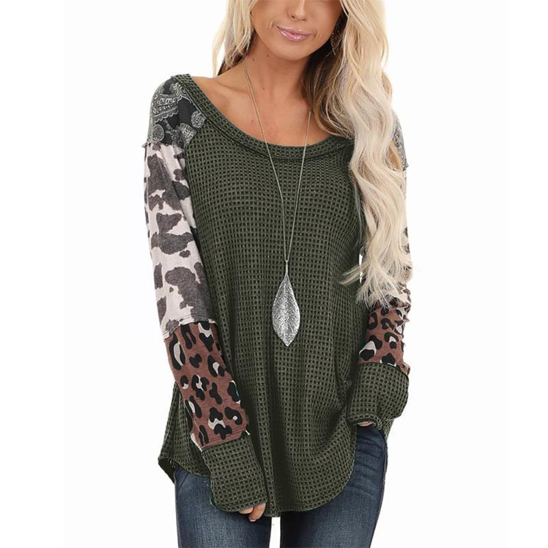 Women Leopard Waffle Knit Jumper Long Sleeve Patchwork Tops Casual Loose Pullover Female, Black
Women Leopard Waffle Knit Jumper Long Sleeve Patchwork Tops Casual Loose Pullover Female, Black
