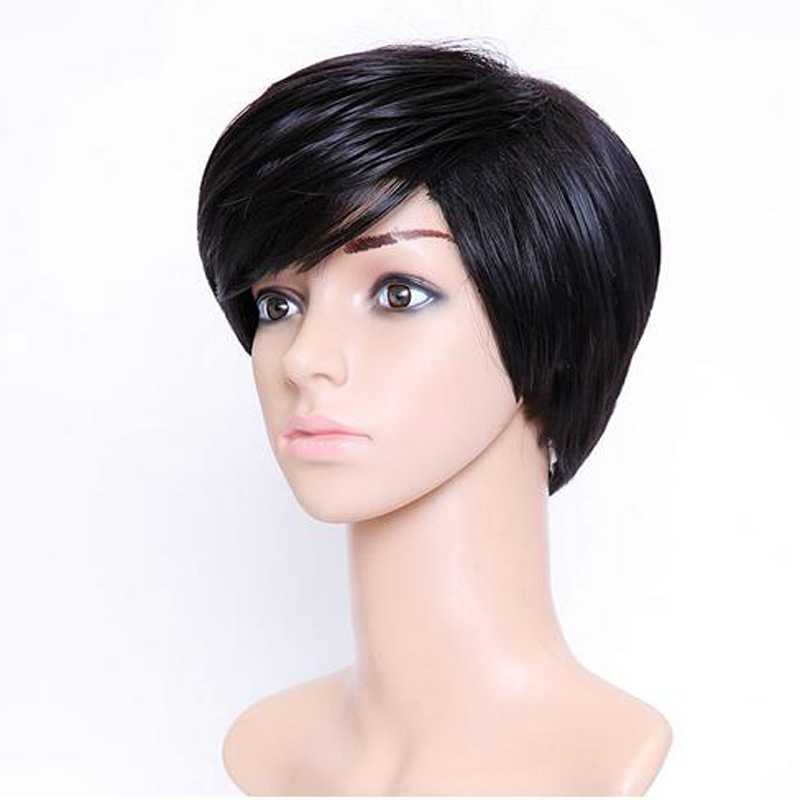 Fashion Short Straight Party Black Halloween Heat Resistant Fashion Women Synthetic Free Wig Cap