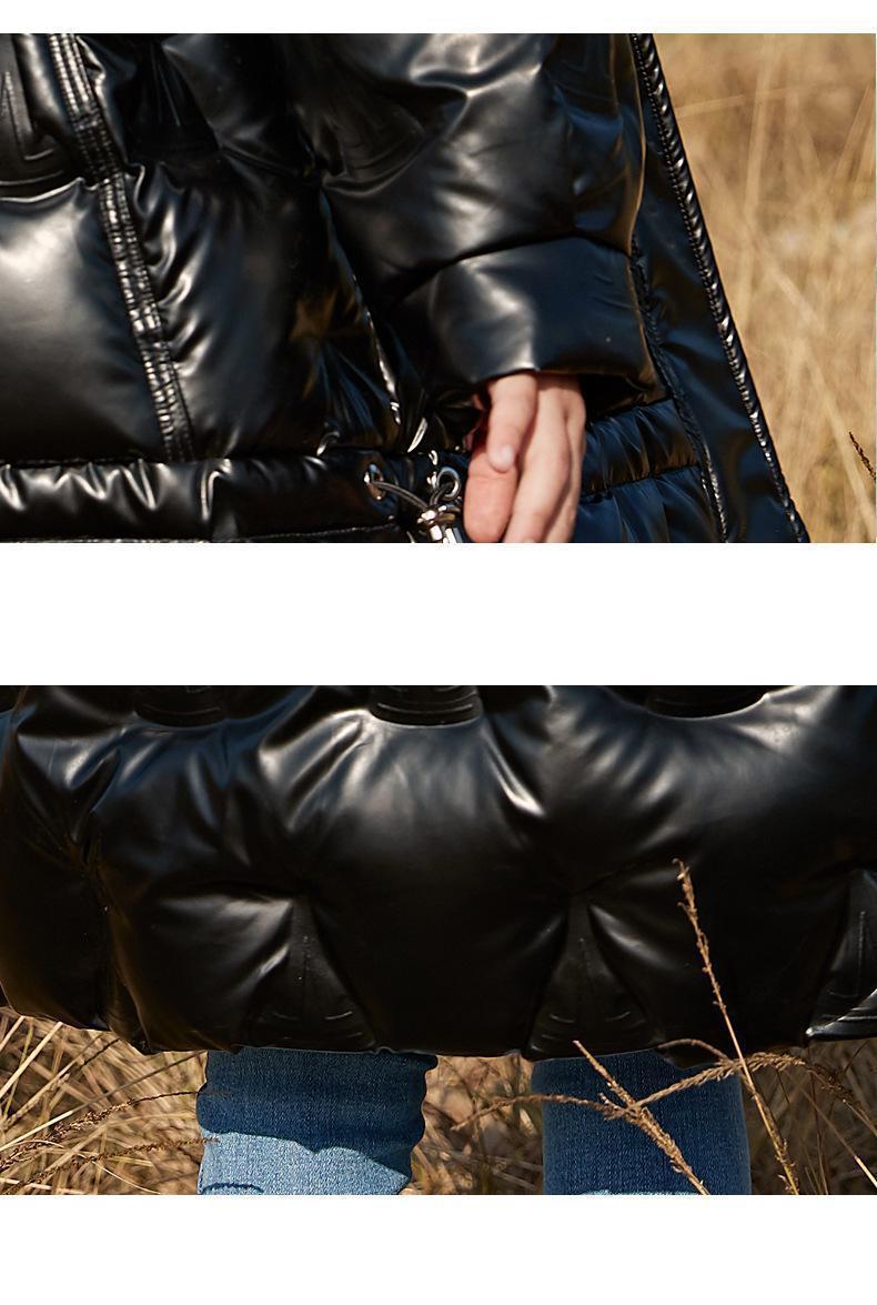 Winter Snowsuit Girls Clothes Duck Down Jacket Waterproof Shiny Big Fur Hooded Coat Girl Children 2020 new Teenage Winter Coat LJ201017