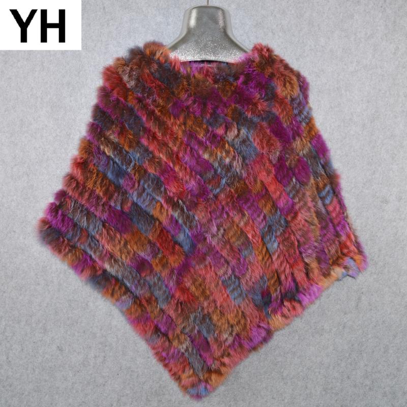 Scarves Women Spring Autumn Knitted Real Fur Poncho Natural Shawl Scarf