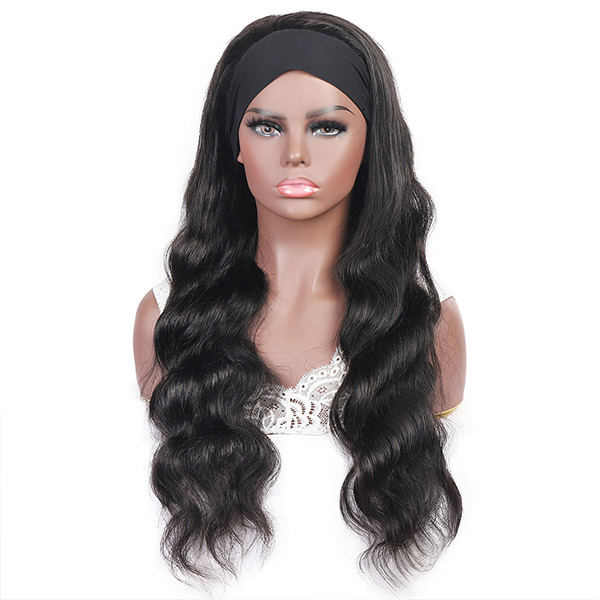 Ishow Human Hair Wigs With Headbands Easy to Install Body Yaki Straight Water Headband Wig Loose Deep Curly None Lace Wig for Women All Ages Natural C