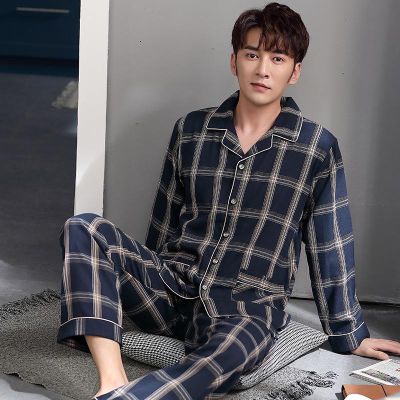 Men's Pajamas Cotton Long-sleeved Thin Section Young Men's Casual Simple Plaid Home Service Suit Pigiama Uomo Pyjama Homme 2020, See chart
Men's Pajamas Cotton Long-sleeved Thin Section Young Men's Casual Simple Plaid Home Service Suit Pigiama Uomo Pyjama Homme 2020, See chart