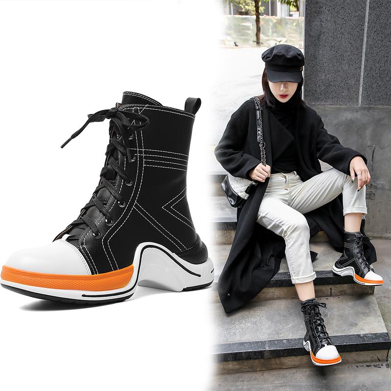 Hot Genuine Leather Women Short Boots Round Toe Boots Fashion Lace-Up Ankle Female Platform Women Shoes Handmade, Black
Hot Genuine Leather Women Short Boots Round Toe Boots Fashion Lace-Up Ankle Female Platform Women Shoes Handmade, Black