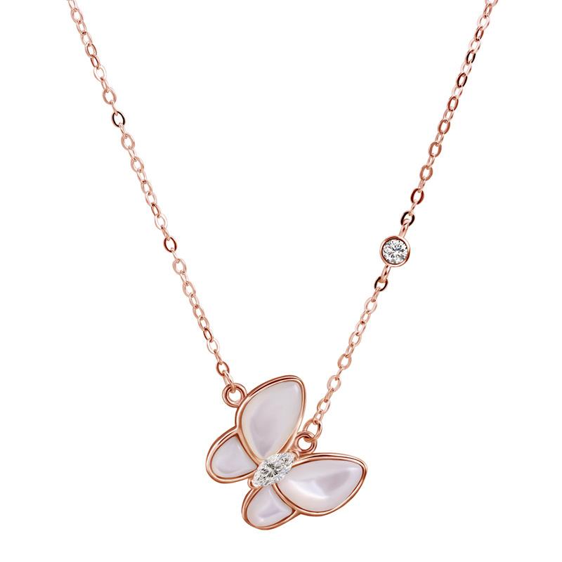 925 Sterling Silver White Fritillaria Butterfly Chain Necklace Rose Gold Full Diamond Bow Pendant for Women Valentine's Day Gift
925 Sterling Silver White Fritillaria Butterfly Chain Necklace Rose Gold Full Diamond Bow Pendant for Women Valentine's Day Gift