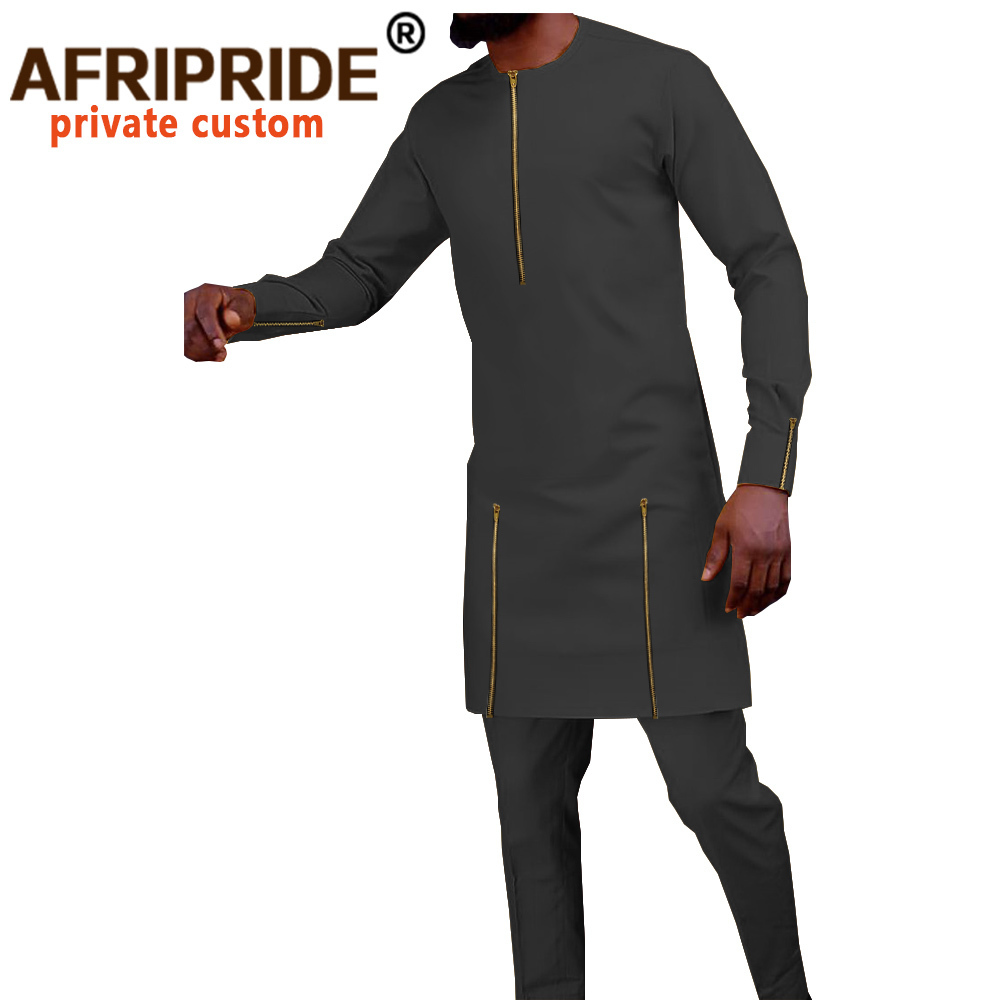 Tracksuit Men African Clothing Dashiki Shirts and Trouser 2 Piece Set Outfits Bazin Riche Long Sleeve Plus Size Attire A028 201109