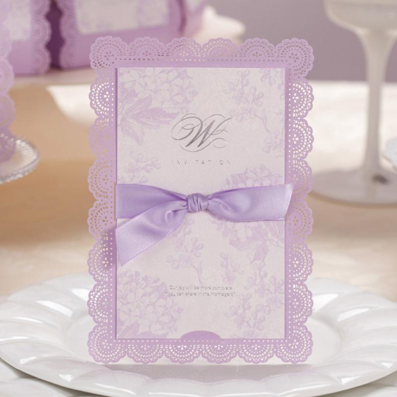 50pcs Elegant Purple Laser Cut Wedding Invitations Cards With Ribbon Bow for Bridal Shower Invitations Greeting Cards CW003
50pcs Elegant Purple Laser Cut Wedding Invitations Cards With Ribbon Bow for Bridal Shower Invitations Greeting Cards CW003