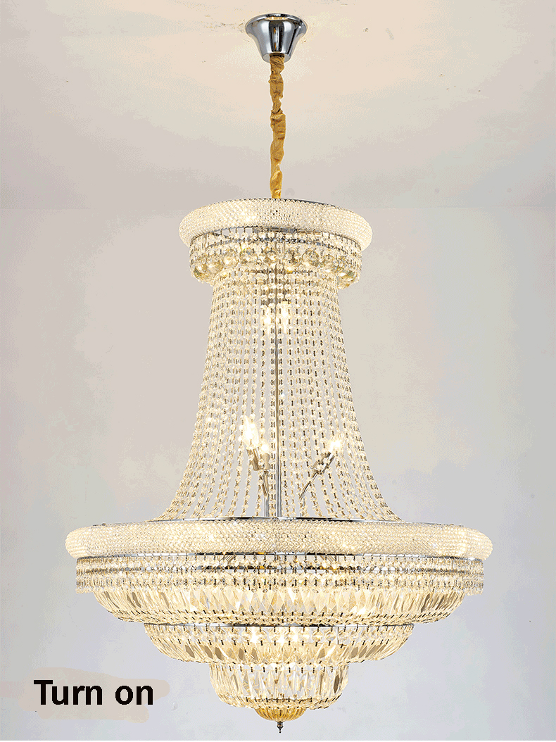 American Luxurious K9 Crystal Chandeliers European Modern Chandelier Lights Fixture Villa Stairway Home Indoor Lighting Long Hanging Lamps Dia90cm Hei