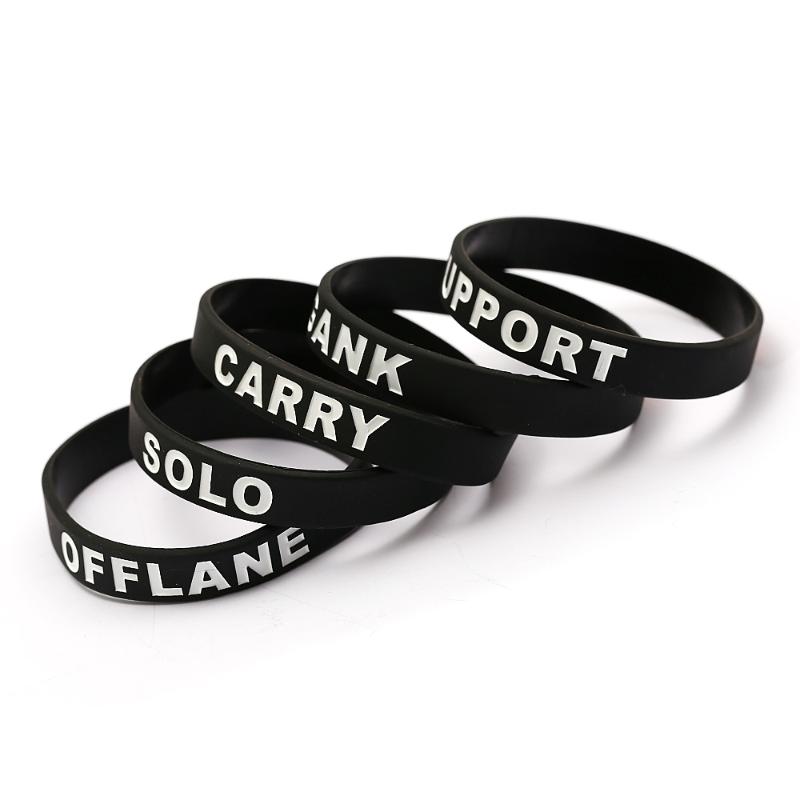 HSIC 5pcs/set DOTA 2 Silicone Rubber Bracelets Dota2 Bracelet Carry SOLO GANK SUPPORT CARRY OFFLANE Brasle Men Jewelry HC13023