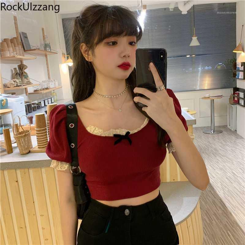 Splicing Lace Off Shoulder Square Bow Sexy Knit Short Sleeve T-Shirt T Shirt Women Lolita Gothic Crop Top Cute Kawaii Tee Korean1, Black
Splicing Lace Off Shoulder Square Bow Sexy Knit Short Sleeve T-Shirt T Shirt Women Lolita Gothic Crop Top Cute Kawaii Tee Korean1, Black