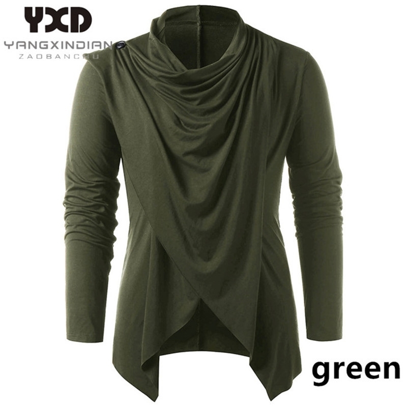 Male Knitwear Men Asymmetrical Cardigan Casual Knitted Man Sweaters Shawl Collar Open Front Overlap Men's Sweater 201204