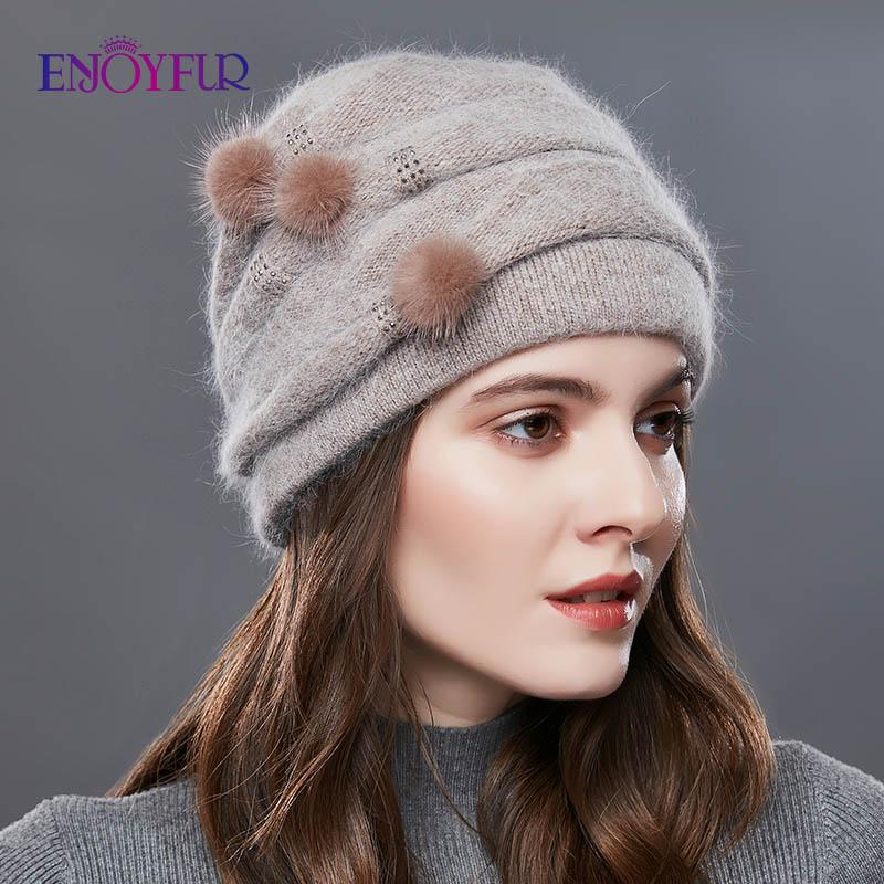 ENJOYFUR Cashmere Pompom Women Winter Hats Caps Stripe Knitted Hat Female Fashion Lady Middle-Aged Cap Rhinestones Thick Beanie, 10
ENJOYFUR Cashmere Pompom Women Winter Hats Caps Stripe Knitted Hat Female Fashion Lady Middle-Aged Cap Rhinestones Thick Beanie, 10