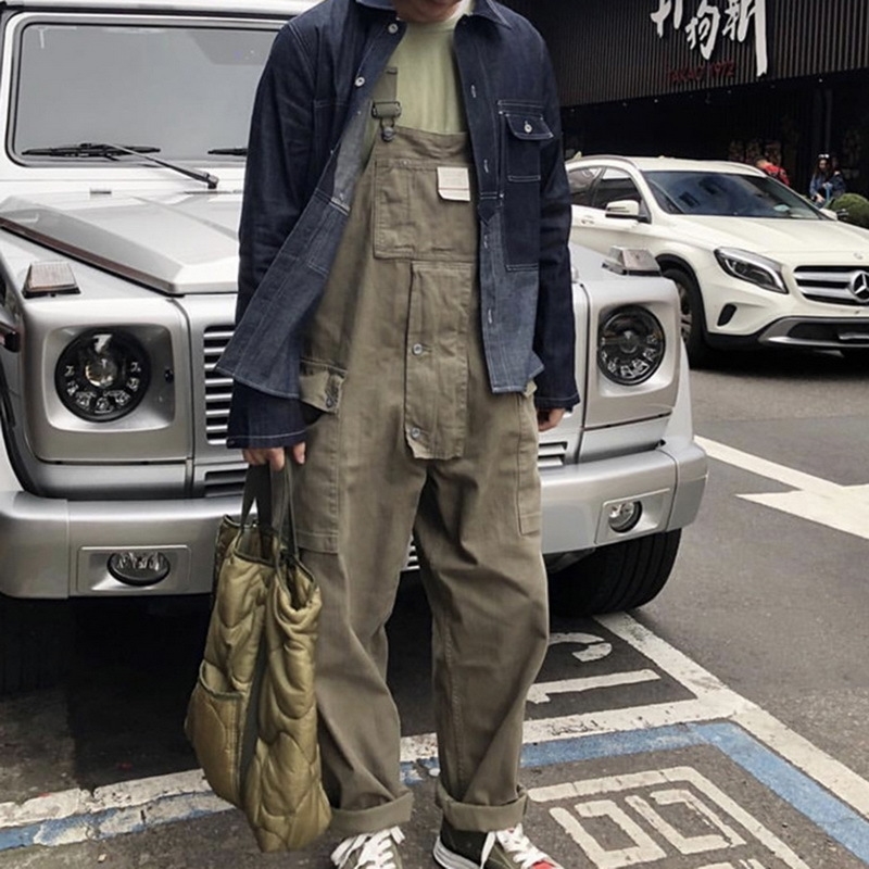 Fashion Streetwear Men Fashion Design Suspender Jumpsuit Loose Straight Pocket Bib Men's Overalls Casual Trousers Jumpsuit 201126, Army green
Fashion Streetwear Men Fashion Design Suspender Jumpsuit Loose Straight Pocket Bib Men's Overalls Casual Trousers Jumpsuit 201126, Army green