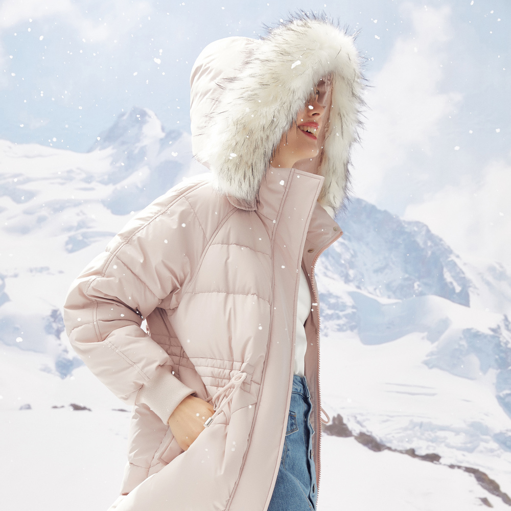 Metersbonwe Long Warm Down Jacket Women Winter Portability Warm 80% White Duck Down Winter Fur collar Hooded Female Down Coat 201019