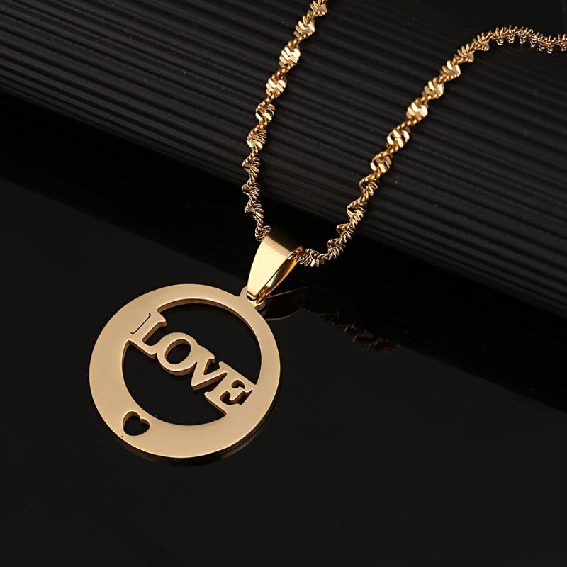 Stainless Steel Gold Color Letter Round Pendant Necklace Romantic Heart Charm Jewelry
Stainless Steel Gold Color Letter Round Pendant Necklace Romantic Heart Charm Jewelry