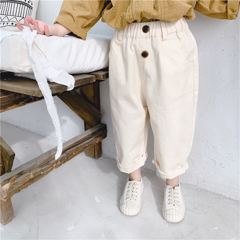Spring girls casual solid color trousers 2020 all-match Raw pants 1- LJ201019, Beige
Spring girls casual solid color trousers 2020 all-match Raw pants 1- LJ201019, Beige