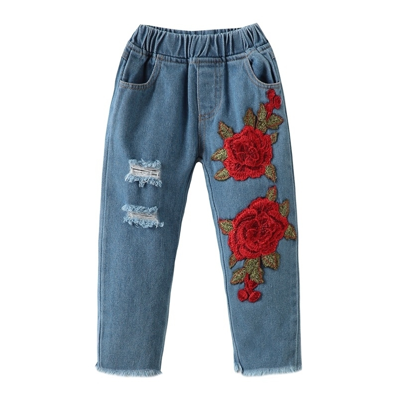Ins Explosion New Girls Suit European Rose Sling Lace Jeans 2 Pieces Of A Replacement Kids Girl Clothes Children Clothing Set LJ200917