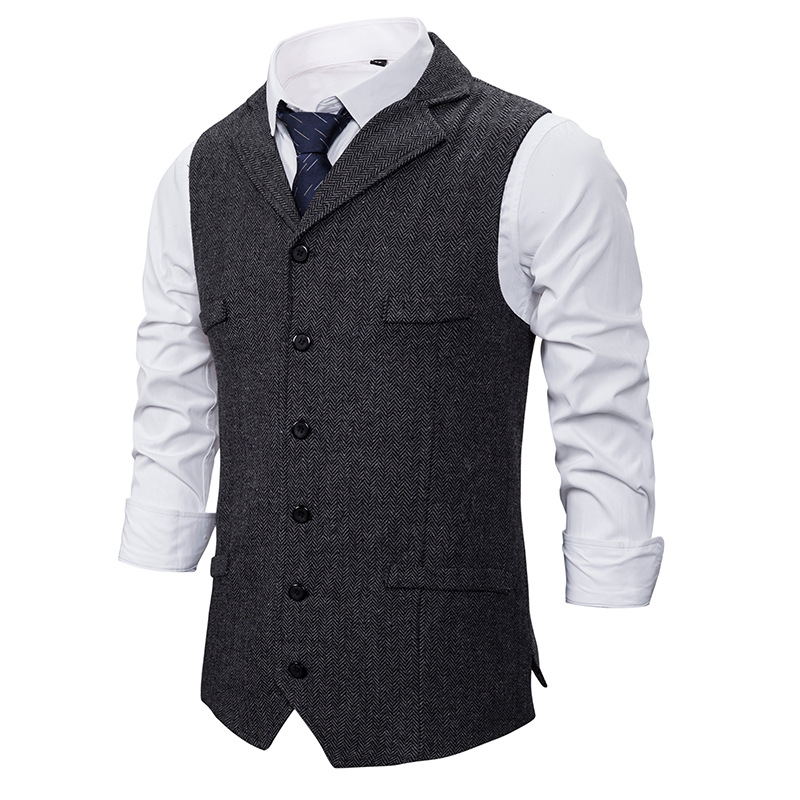 Chic Green Groom Vests Wool Herringbone Tweed Groomsmen Vest Slim Fit Mens Dress Suit Vest Prom Dinner Party Wedding Attire Waistcoat Custom Made Chea