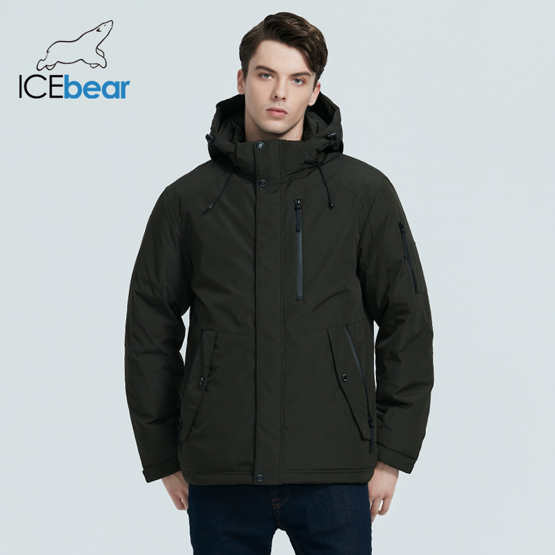 ICEbear autumn and winter new men's hooded coat warm men's cotton jacket fashion men's clothing MWD20853D 201214