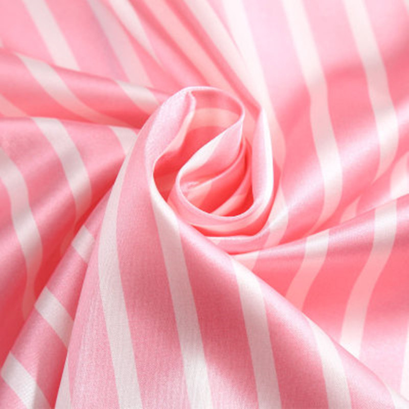 Pink Striped Pajamas Silk Satin Femme Pajama Set 7 Pieces Stitch lingerie Robe pyjamas Women Sleepwear pjs 201031