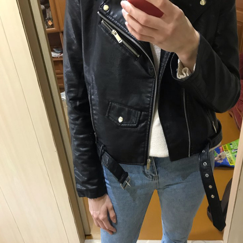 Fitaylor Fashion Women Pu Leather Jacket Bright Color Black Motorcycle Coats Short Faux Leather Biker Jackets Soft Coat Female 201226