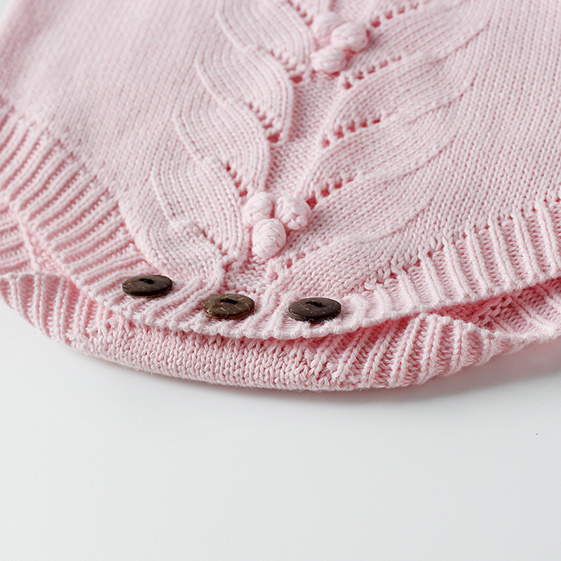 Vintage Baby Romper for Girls Puff Sleeves Knitted Children Jumpsuit Baby Girl Rompers Spring Autumn Toddler Baby Onesie Y1221