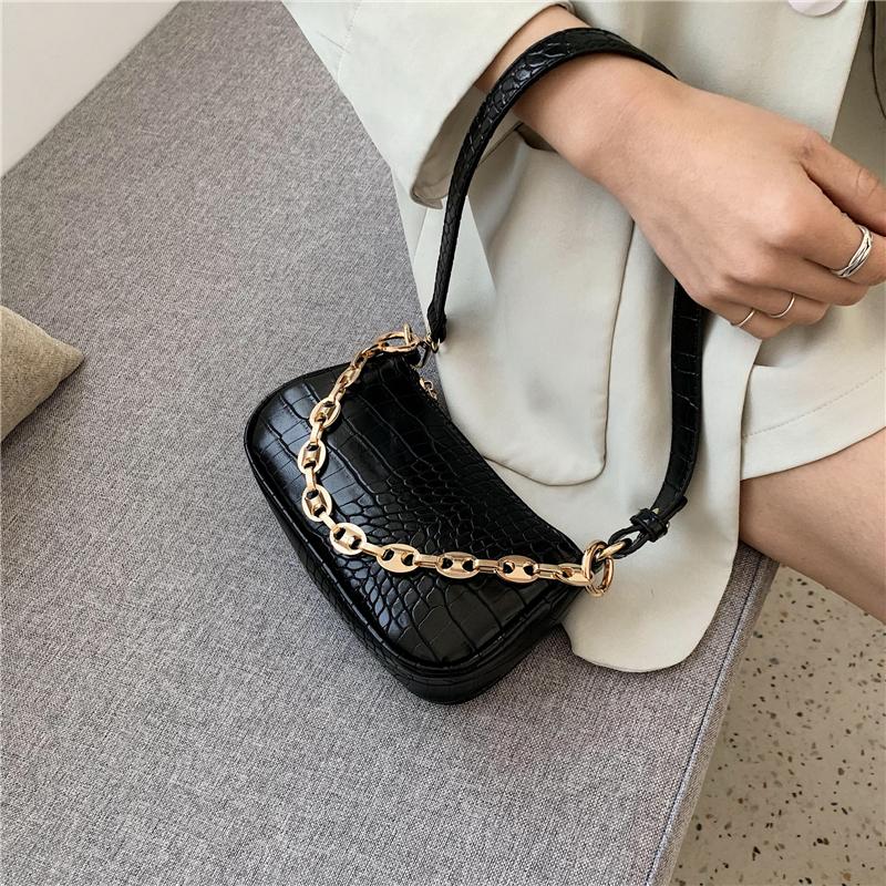 Fashion Crocodile Pattern Baguette bags MINI PU Leather Shoulder Bags For Women Chain Designer Luxury Handbag Female Travel tote, Black
Fashion Crocodile Pattern Baguette bags MINI PU Leather Shoulder Bags For Women Chain Designer Luxury Handbag Female Travel tote, Black