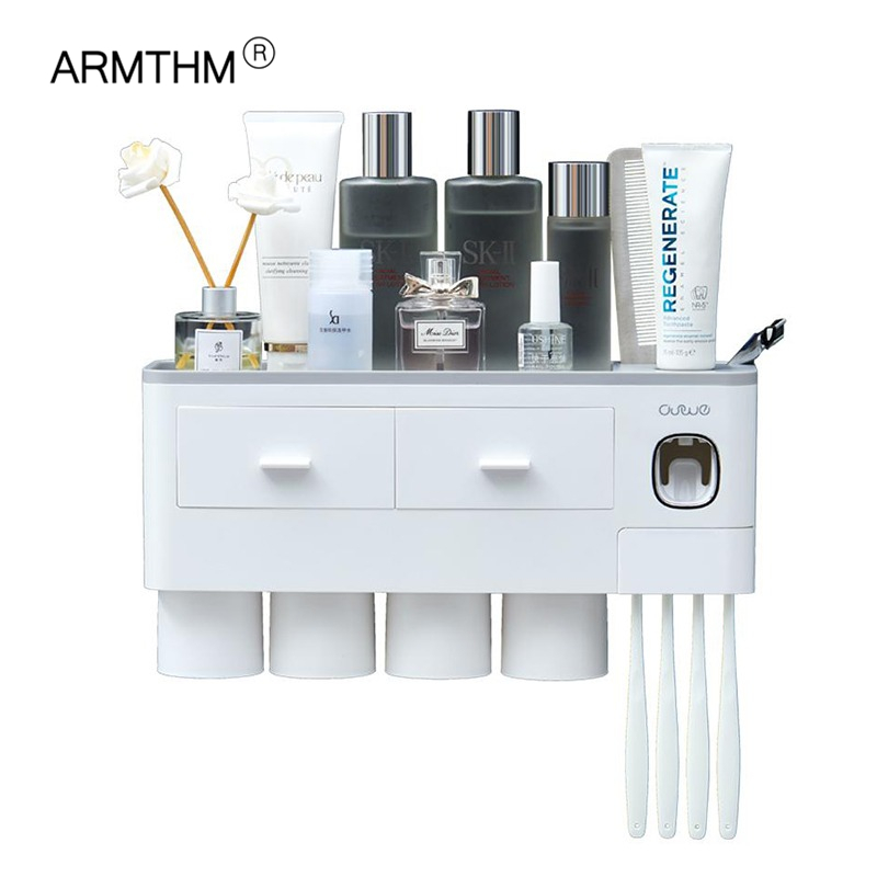 Toothbrush Holder Wall Mount Magnetic Adsorption Inverted Toothpaste Dispenser Makeup Storage Rack For Bathroom Accessories Set W1219
Toothbrush Holder Wall Mount Magnetic Adsorption Inverted Toothpaste Dispenser Makeup Storage Rack For Bathroom Accessories Set W1219