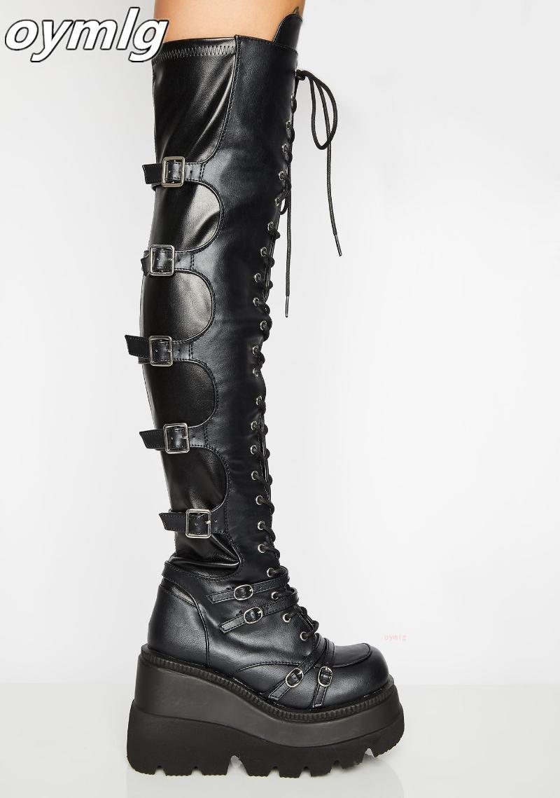 Design Female High Platform Thigh High Boots Fashion Buckle Punk Heels Boots Women Cosplay Wedges Woman Botas Mujer1, Black
Design Female High Platform Thigh High Boots Fashion Buckle Punk Heels Boots Women Cosplay Wedges Woman Botas Mujer1, Black