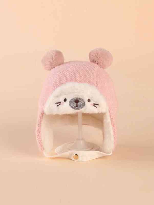 Baby Pom Decor Cartoon Embroidered Hat SHE02