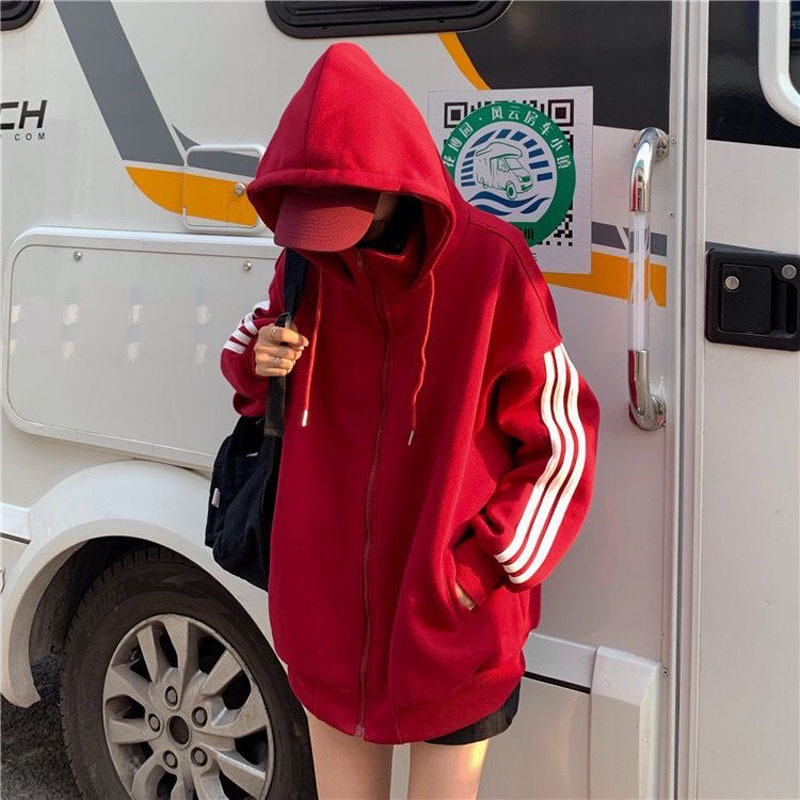 Women Hooded Zipper Jackets Female Fashion Long Sleeve Casual Coats Plus Size Korean Loose Outwear 200930