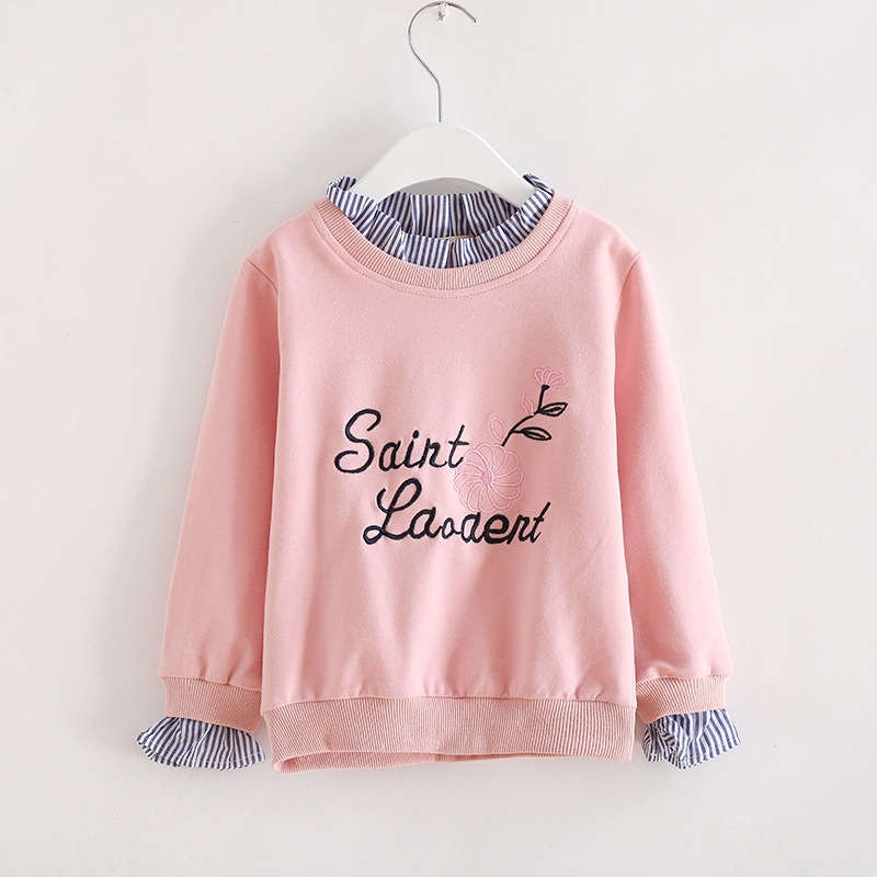 Spring and Autumn Letters Flowers Embroidery Pattern Fake Two Pieces Girls Pullover
Spring and Autumn Letters Flowers Embroidery Pattern Fake Two Pieces Girls Pullover